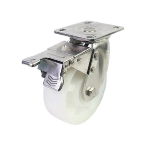 Bánh xe đẩy nhựa PA BXD003-150 xoay khóa kép càng inox 304