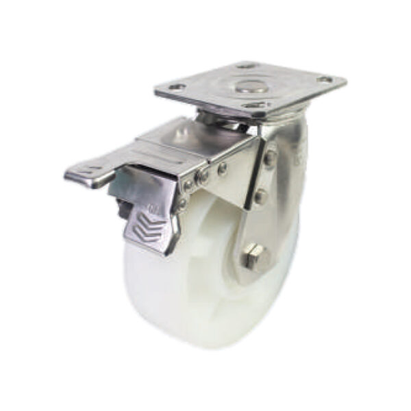 Bánh xe đẩy nhựa PA BXD003-200 xoay khóa kép càng inox 304