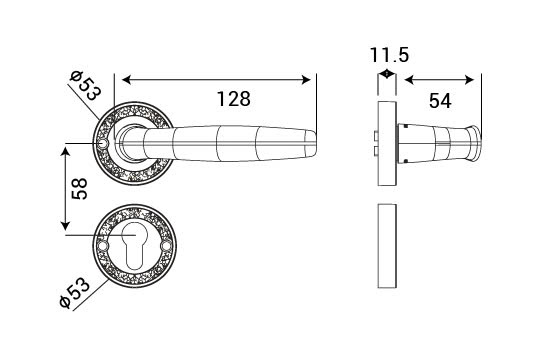 Bộ khóa tay nắm phân thể đồng thau HCX 5866