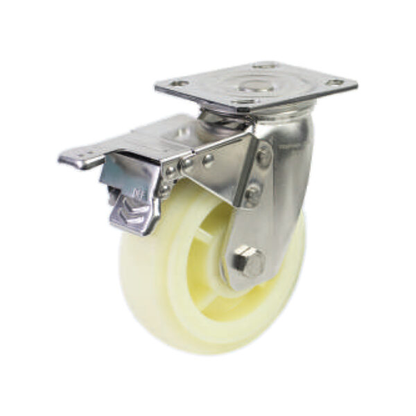 Bánh xe đẩy nhựa PP BXD113-200 xoay có khóa càng inox 304