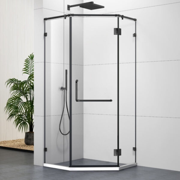 Bộ phụ kiện phòng tắm kính 135 độ PTK002D inox 304 đen mờ