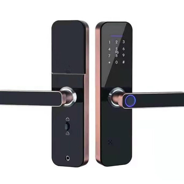 Khóa vân tay cửa phòng ngủ KVT018 viền đồng